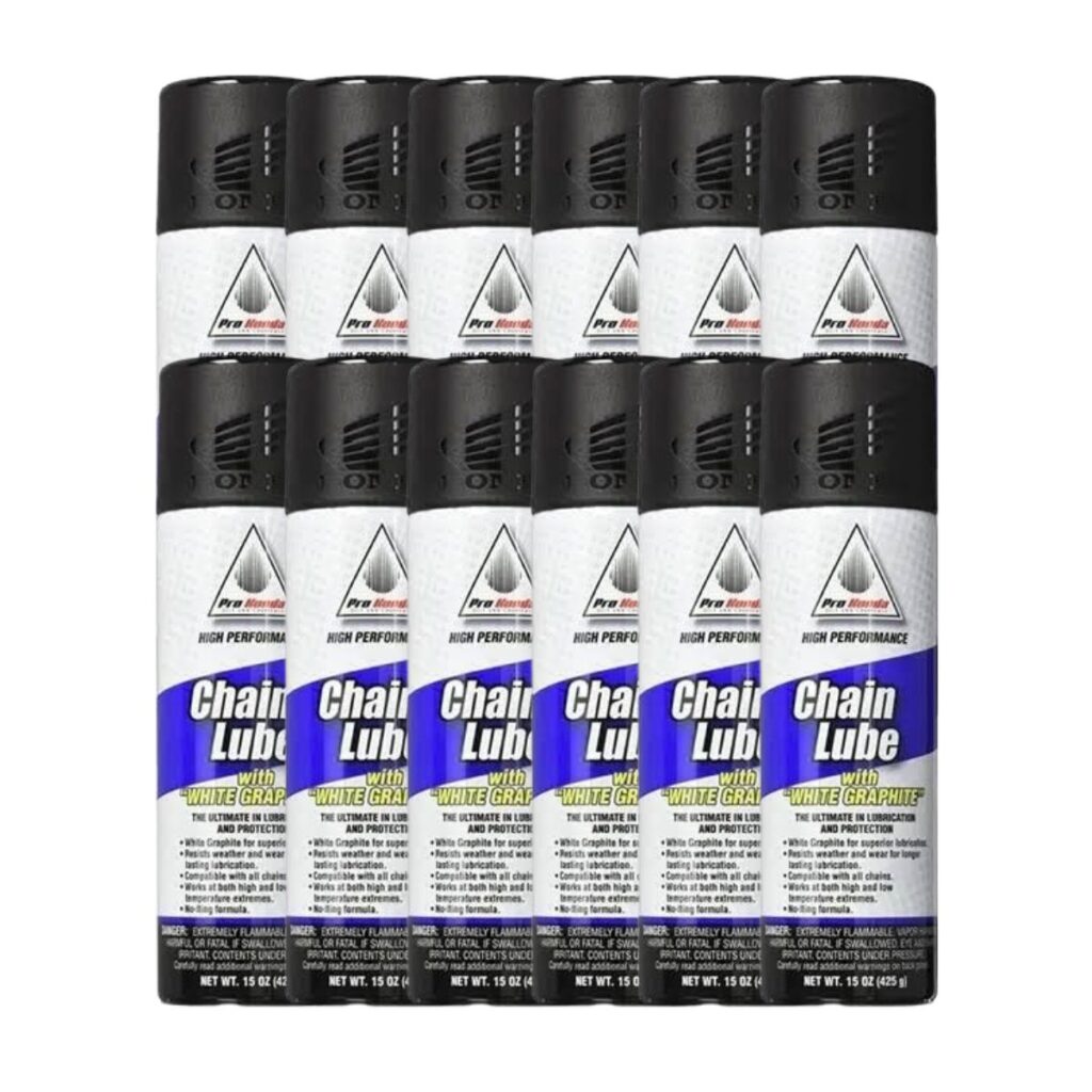 Caja x 12 Aerosol de aceite lubricante para cadena Honda con grafito blanco 425ml